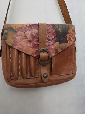 Patricia Nash Praga Flap Brown Leather Crossbody